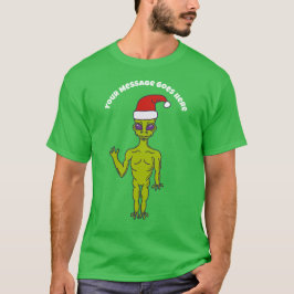 Space Alien in een Santa Hat persoonlijke kerstmis T-shirt