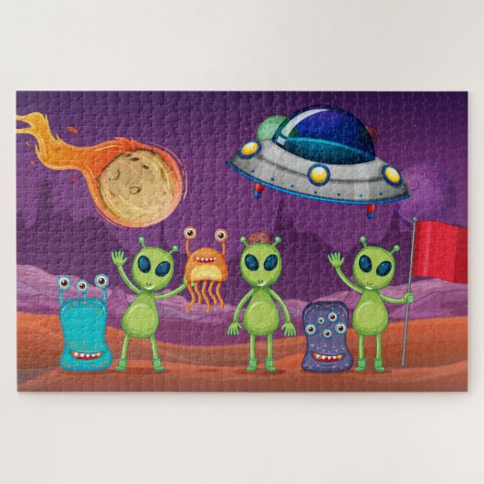 Space Alien Invasion Puzzle Legpuzzel (Horizontaal)