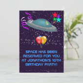 Space Alien Kids Birthday Party Kaart (Staand voorkant)
