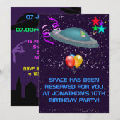 Space Alien Kids Birthday Party Kaart (Voorkant / Achterkant)