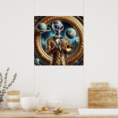 Space Alien Man Spelen Trompet Fancy Jas Poster (Keuken)