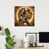 Space Alien, Mannelijk Gitaar spelen, Sharp Dresse Poster (Thuiskantoor)