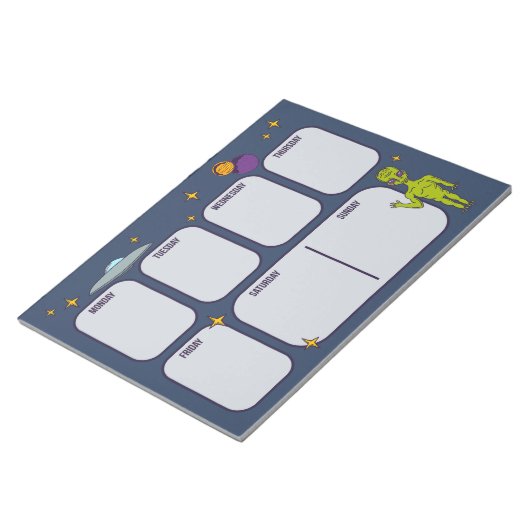 Space Alien met Flying Saucer Planner Pad Notitieblok (Schuin)