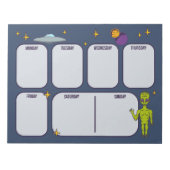 Space Alien met Flying Saucer Planner Pad Notitieblok (Voorkant)