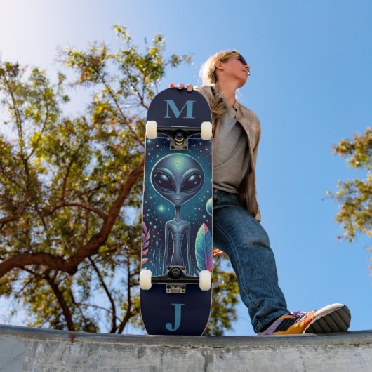 Space Alien Personalized Skateboard (Buiten 1)