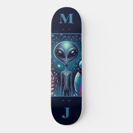 Space Alien Personalized Skateboard (Voorkant)