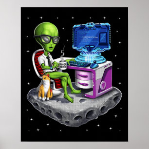 Space Alien Programmer Poster