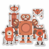Space Alien Robots Vinyl Sticker (Voorkant)