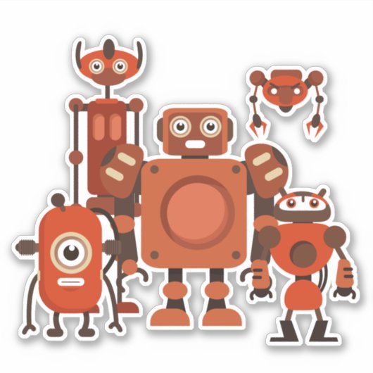 Space Alien Robots Vinyl Sticker (Voorkant)