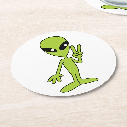 Space Alien Ronde Kartonnen Onderzetter (Gebogen)