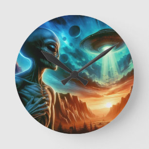 Space Alien Ronde Klok