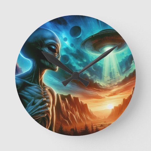 Space Alien Ronde Klok (Voorkant)