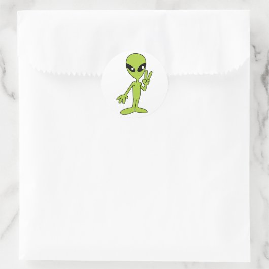 Space Alien Ronde Sticker (Tas)