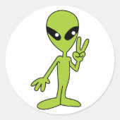Space Alien Ronde Sticker (Voorkant)