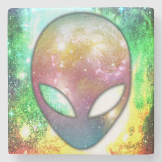 Space Alien Stenen Onderzetter (Voorkant)