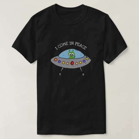 Space Alien UFO I komt in vredesnaam Mannen T-shirt (Design voorkant)