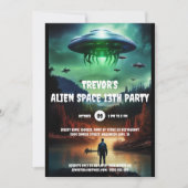 Space Alien UFO verjaardagsthema avonturenfeest Kaart (Voorkant)