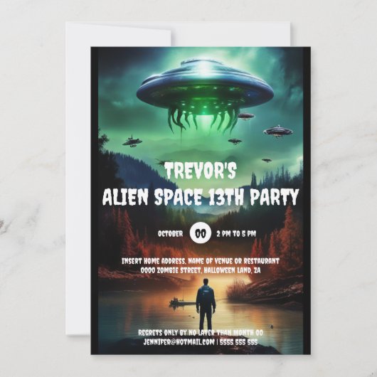 Space Alien UFO verjaardagsthema avonturenfeest Kaart (Voorkant)