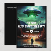 Space Alien UFO verjaardagsthema avonturenfeest Kaart (Voorkant / Achterkant)