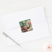 Space Alien Valentijn Sci Fi Romantisch Valentijns Vierkante Sticker (Envelop)
