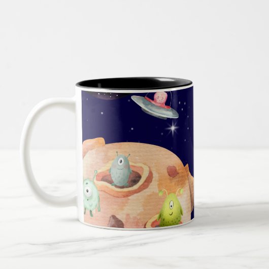 Space Aliens Tweekleurige Koffiemok (Links)