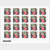 Space Aliens Valentijn Sci Fi Romantisch Valentijn Vierkante Sticker (Vel)