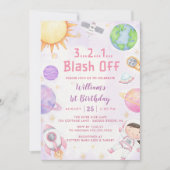 Space Astronaut 1e verjaardagsfeestje Kaart (Voorkant)