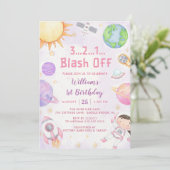 Space Astronaut 1e verjaardagsfeestje Kaart (Staand voorkant)