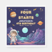 Space Astronaut 4th Birthday Napkins Servet (Voorkant)