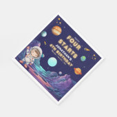 Space Astronaut 4th Birthday Napkins Servet (Hoek)