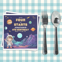 Space Astronaut 4th Birthday Napkins Servet