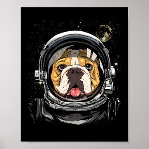 Space Astronaut Amerikaanse Bulldog sterrenstelsel Poster