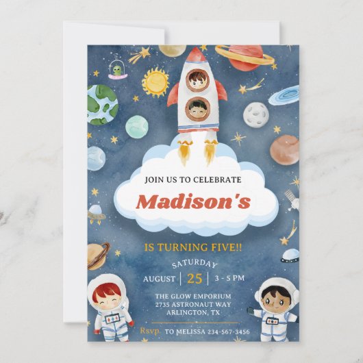 Space Astronaut Any Age Uitnodiging voor een verja (Voorkant)