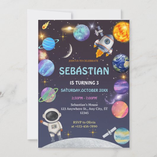 Space Astronaut Any Age Uitnodiging voor een verja (Voorkant)