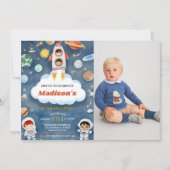 Space Astronaut Any Age Verjaardagsfeestfoto Kaart (Voorkant)