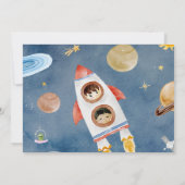 Space Astronaut Any Age Verjaardagsfeestfoto Kaart (Achterkant)