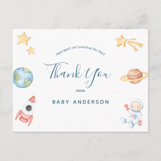 Space Astronaut Baby shower dank u Briefkaart (Voorkant)