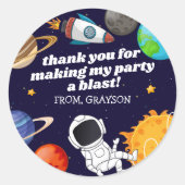 Space Astronaut Birthday Dank u Ronde Sticker (Voorkant)