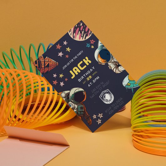 Space Astronaut Birthday Invitation Kaart