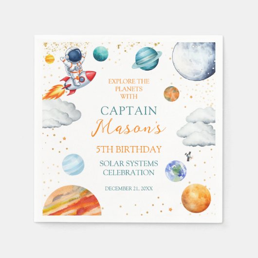 Space Astronaut Birthday Servet (Voorkant)