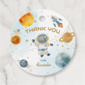 Space Astronaut Birthday Thank You Bedankjes Labels (Voorkant)