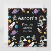 Space Astronaut Black eerste verjaardag Feestdagenkaart (Voorkant)