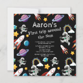 Space Astronaut Black eerste verjaardag Magnetische Uitnodiging (Voorkant)