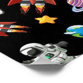 Space Astronaut Black eerste verjaardag Poster (Hoek)