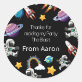 Space Astronaut Black eerste verjaardag Ronde Sticker (Voorkant)