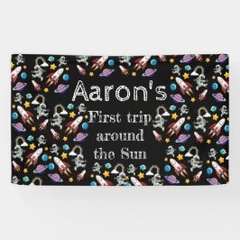 Space Astronaut Black eerste verjaardag Spandoek