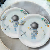 Space Astronaut Boy-raketten met sterren Baby show Papieren Bordje
