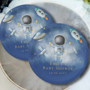 Space Astronaut Boy-raketten met sterren Baby show Papieren Bordje