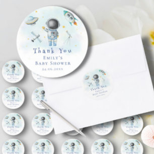 Space Astronaut Boy-raketten met sterren Baby show Ronde Sticker