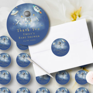 Space Astronaut Boy-raketten met sterren Baby show Ronde Sticker
